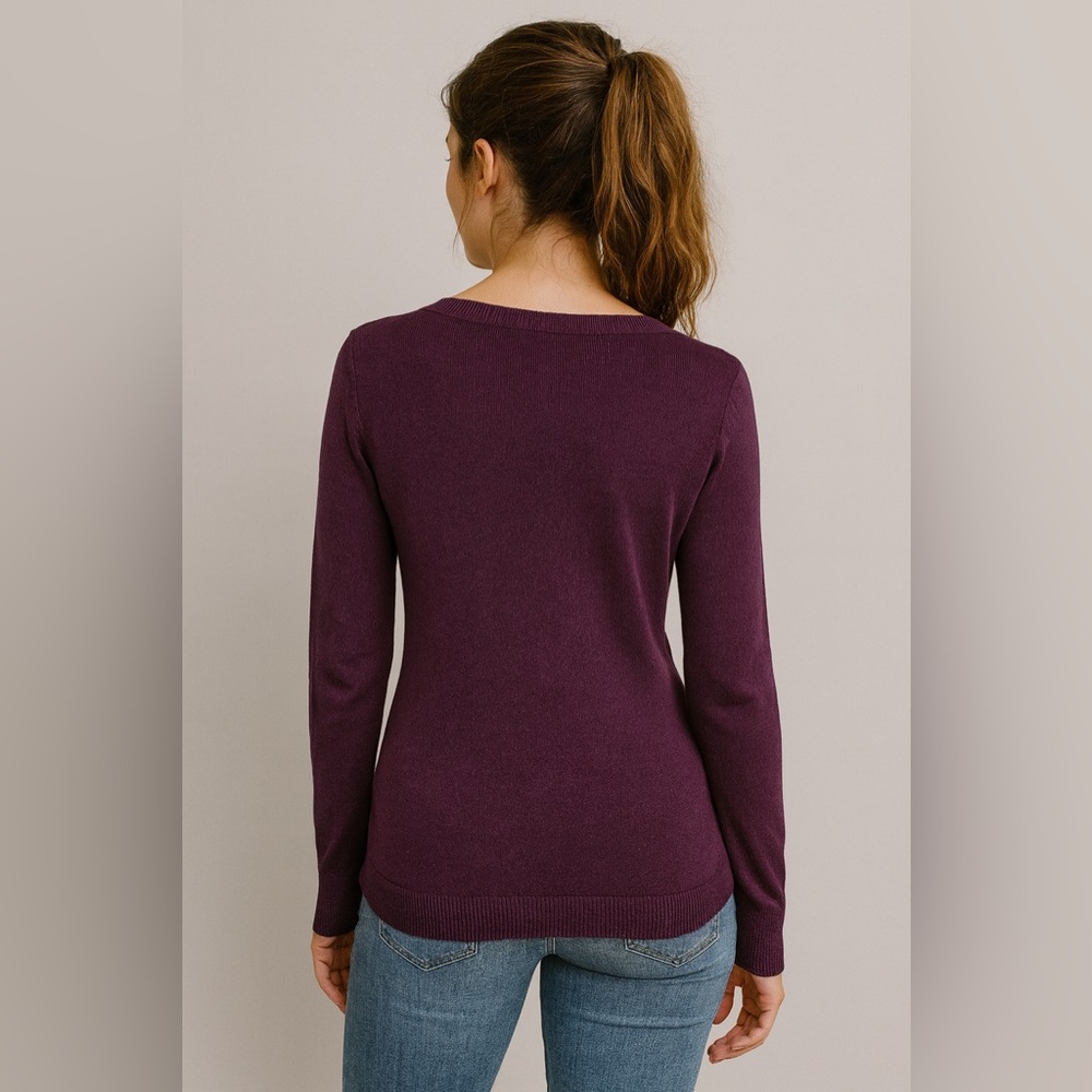 Express Plum Purple Cotton Rayon Knit Sweater Pullover – Size L - Picture 3 of 14